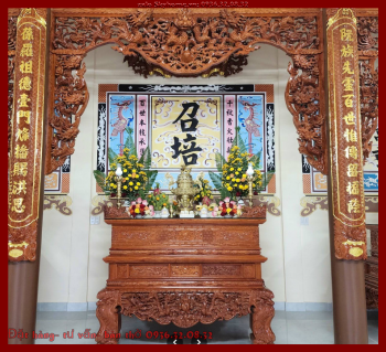 Bàn thờ ba bậc cấp gỗ gõ đỏ nguyên khối